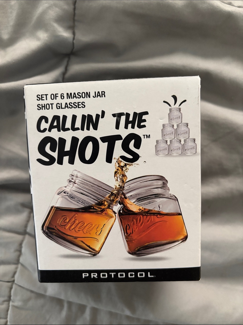 Callin' The Shots Mason Jar Shot Glasses - Clear with Amber Drink Image